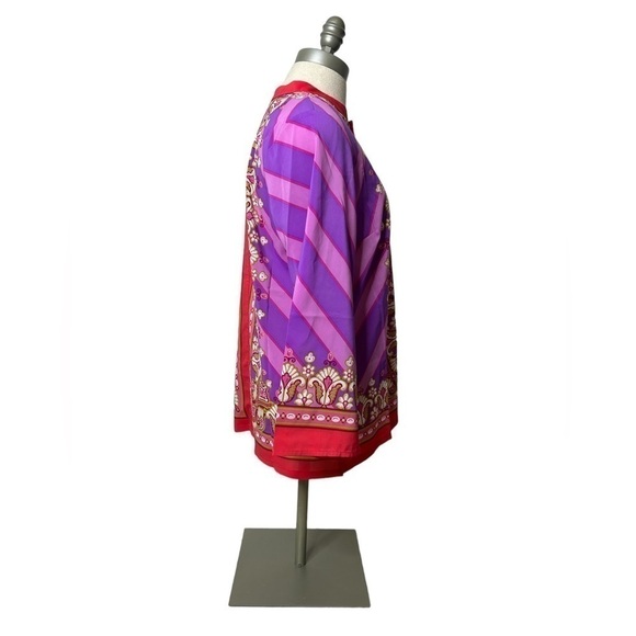 Bob Mackie Wearable Art Bombay Placement Print Long Sleeve Button Front Blouse - Picture 5 of 10